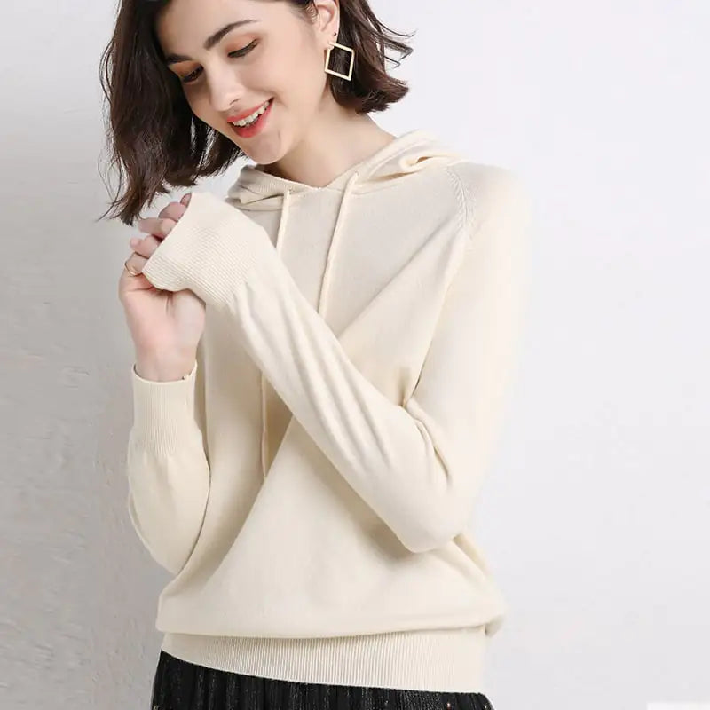 Women's Lightweight Pullover Hooded Knit Sweater - Image 44