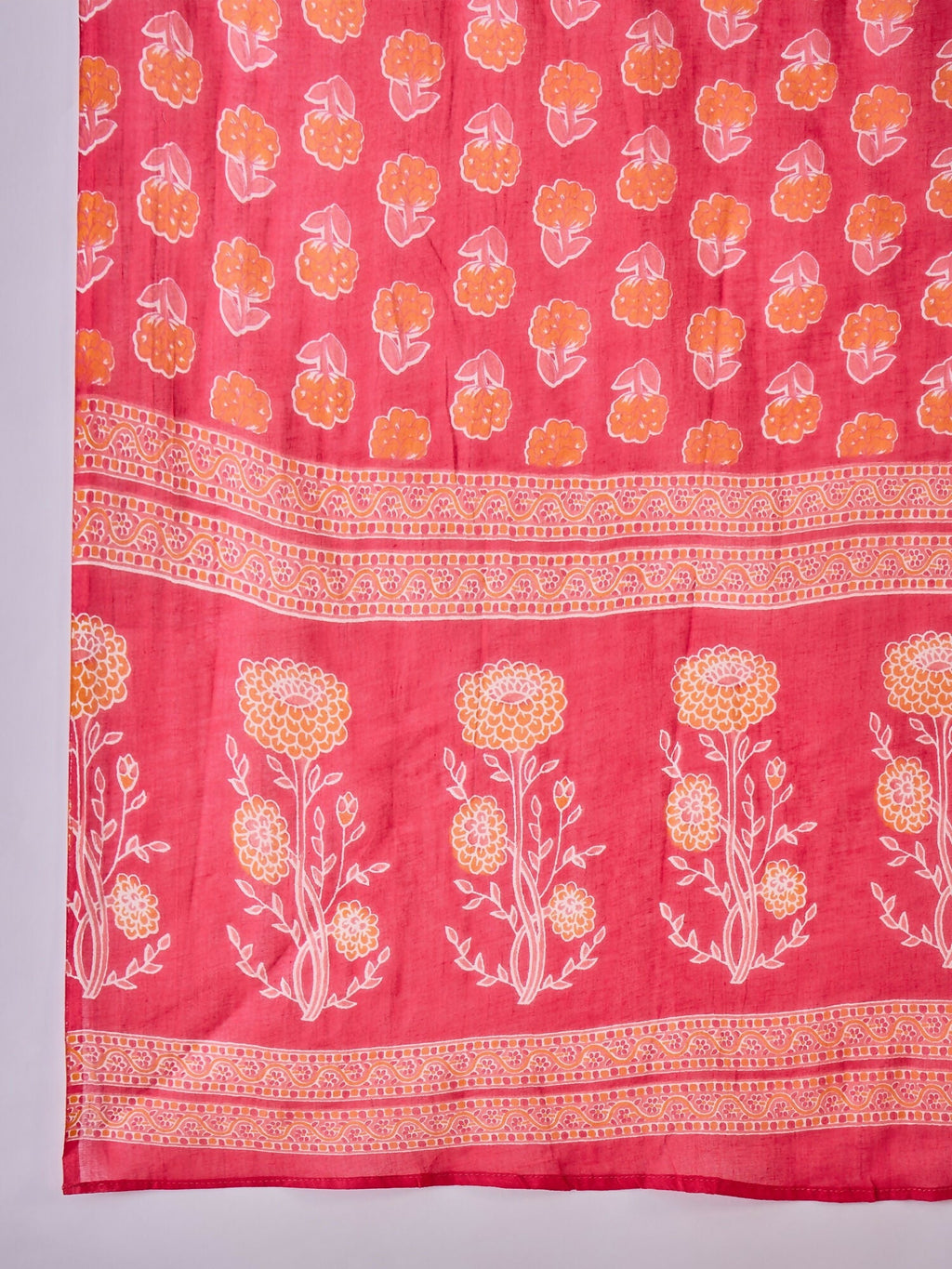 Women's Printed Pink Pure Cotton Kurta Set