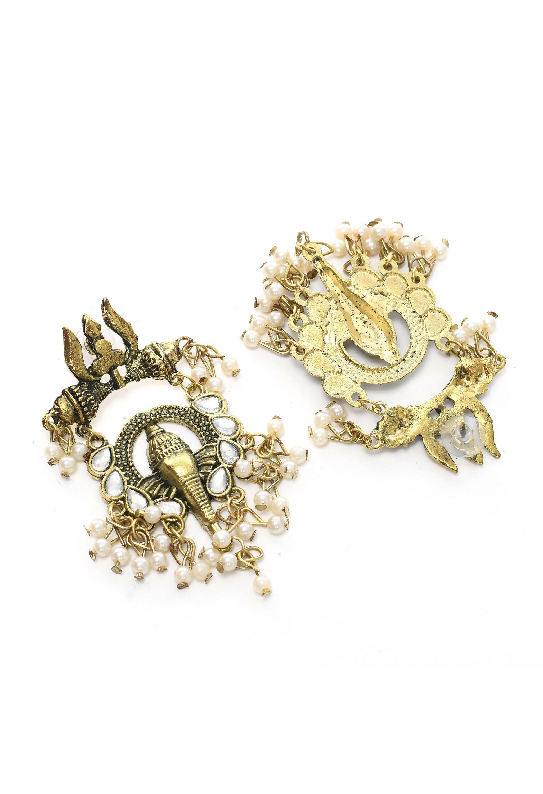 Gold-Polished Ganesha Design Choker Set Oxidised Finish