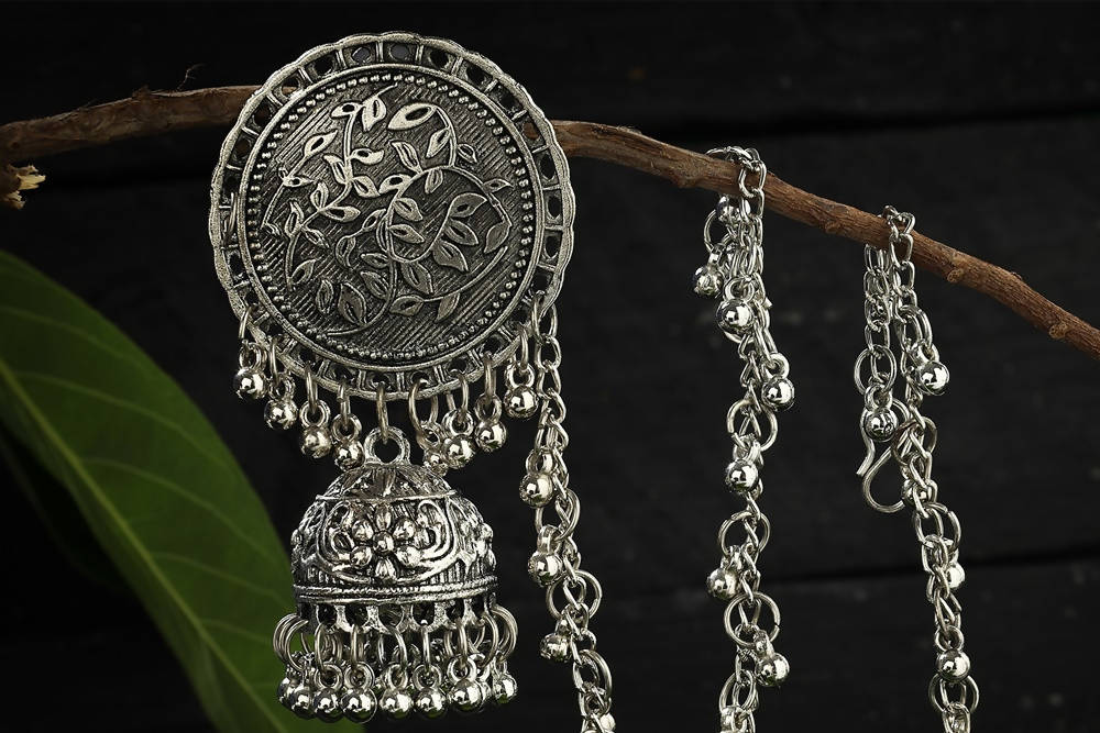 Oxidized Silver Bahubali Jhumkas for Girls Ethnic Occasions