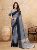 Shree Shyam Fashion Denim Grey Linen Saree