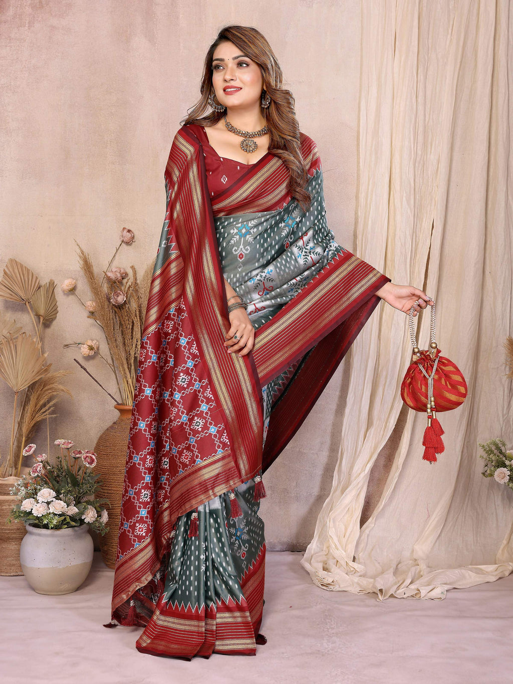 Grey Soft Silk Weaving Saree with Subtle Sophisticated Shine