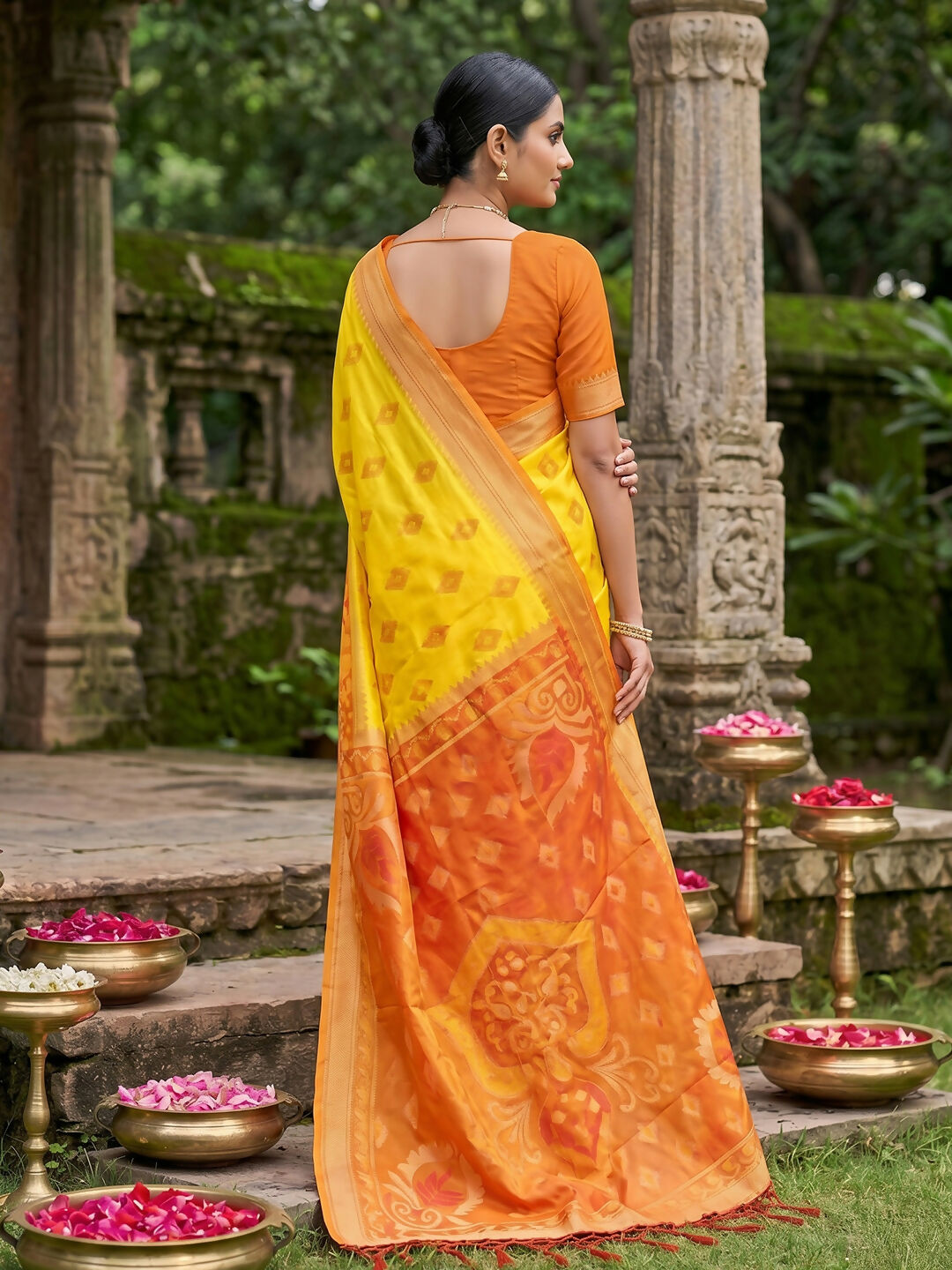 Yellow Soft Silk Saree for Festive Occasions