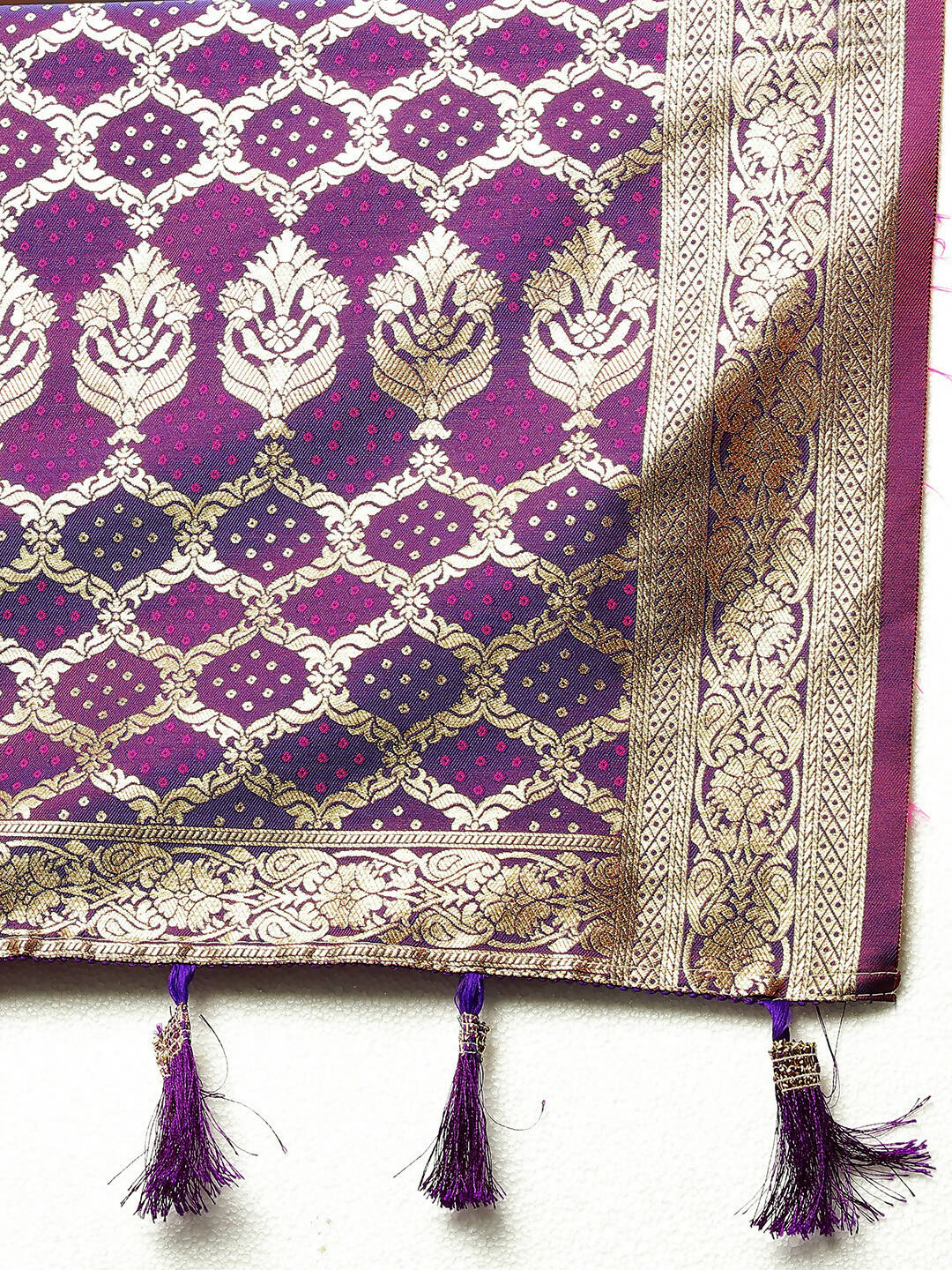 Magenta & Wine Patola Silk Saree with Meenakari Weaving