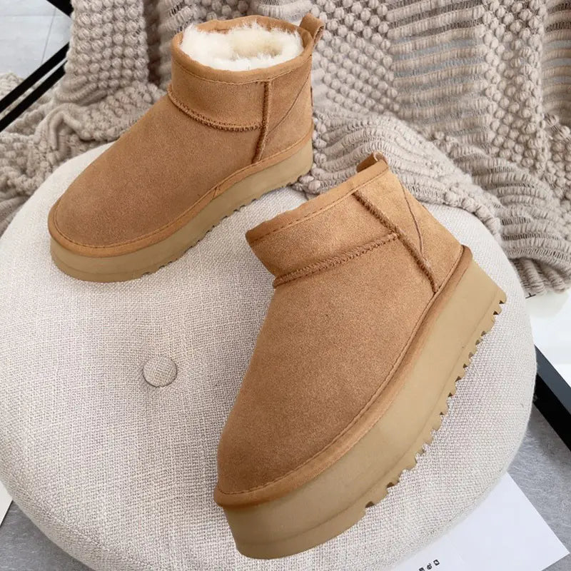 Women's Thick-soled Winter Boots - Warm Short Ankle Shoes