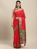 Shree Shyam Fashion Silk Blend Red Saree