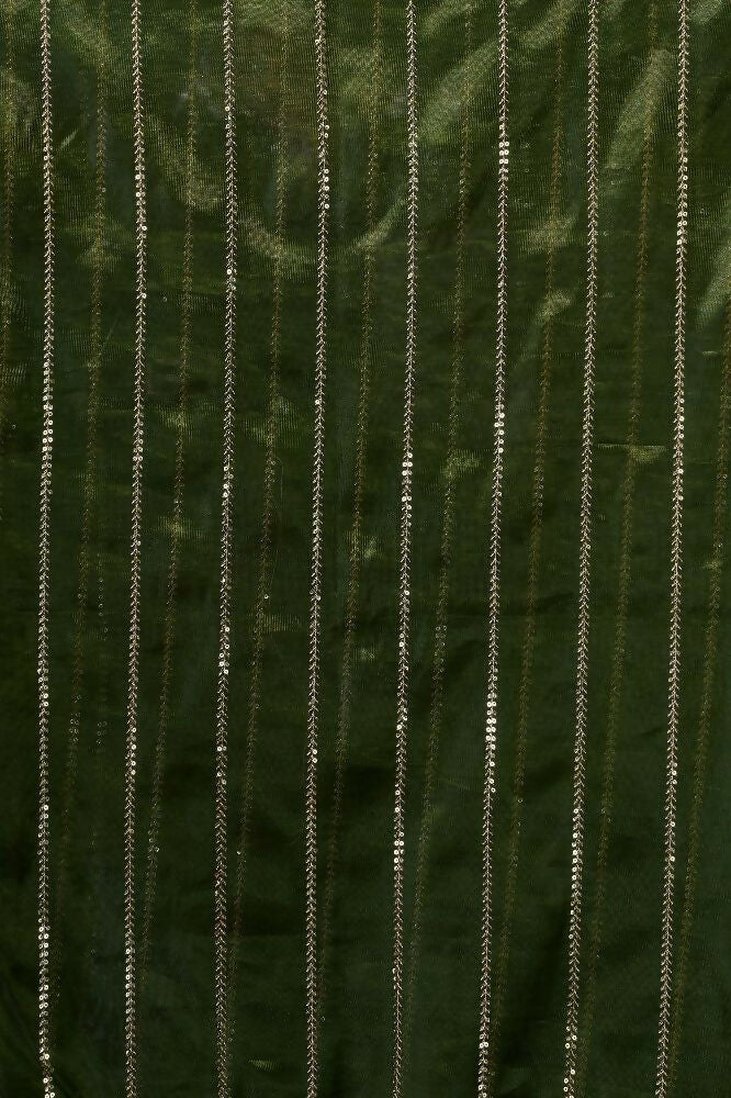 Green Net Party Wear Saree with Black Velvet Blouse