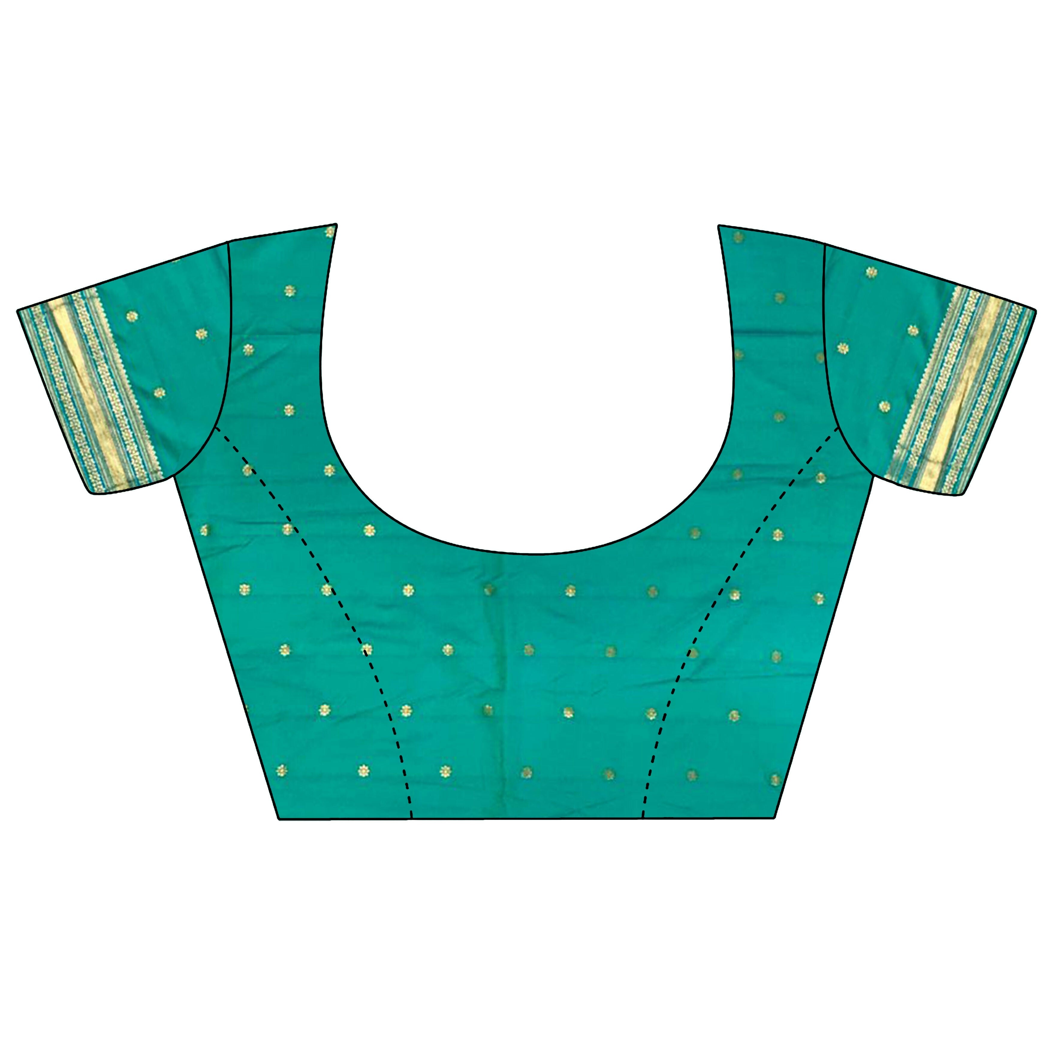 Joban Fashion Sea Green Banarasi Soft Silk Woven Saree