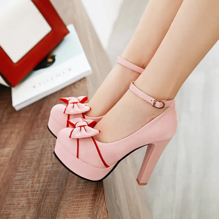 Women's Waterproof Chunky Heels with Ankle Strap