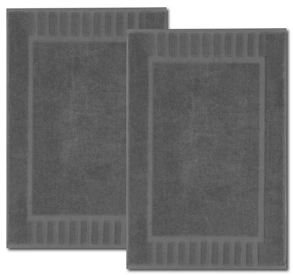 Luxury Bath Mat Floor Towel Set 22 x34 in 2 Pack Dark Gray Absorbent Cotton