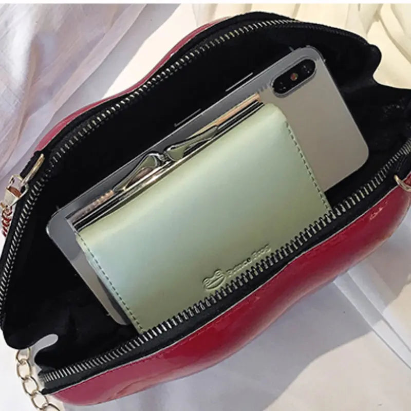 Mini Bags for Women 2023 New Fashion All-match Women's Shoulder Bag PU Solid Color Zipper Crossbody Patent Leather Lip Chain Bag
