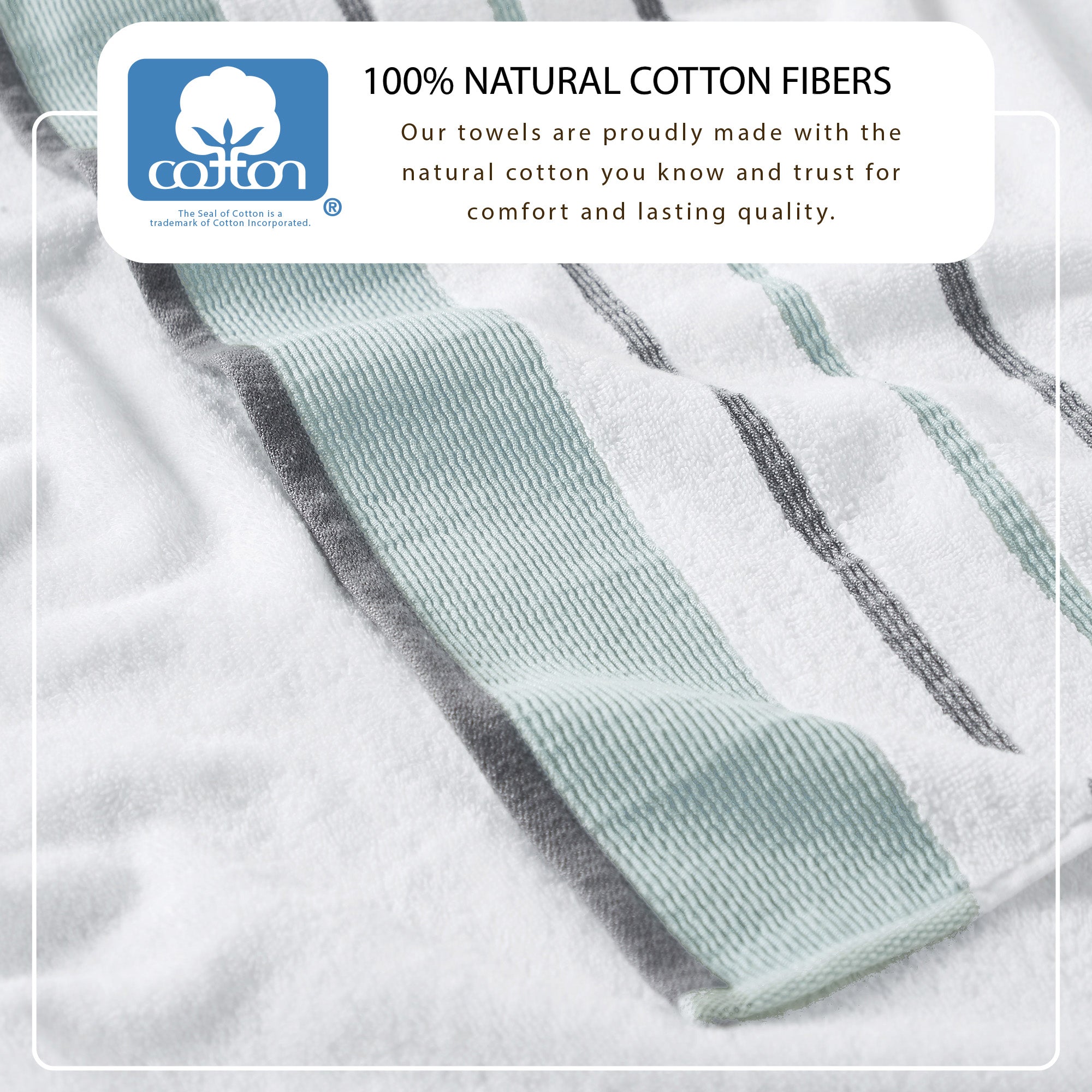 Decorative Cotton Stripe Bath Towel Set - Noelle Collection