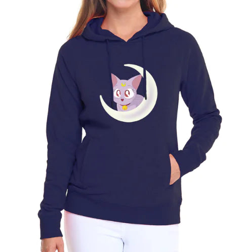 Women's Hooded Sweatshirt with Cute Cat Design