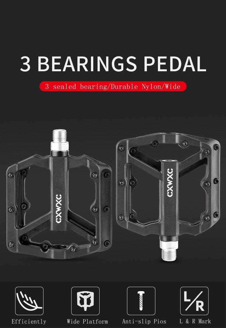 Ultralight Nylon Mountain Bike Flat Pedals with 3 Sealed Bearings