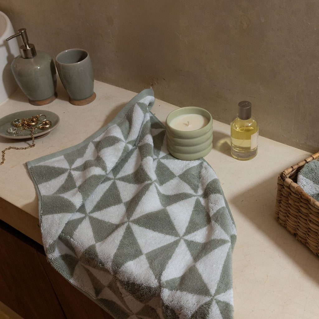 Sage Green Australian Cotton Geometric Bath Towel 600 GSM - Image 32