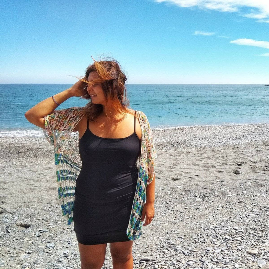 Under The Sea Crochet Duster Cardigan in Blue, Green, and Cream