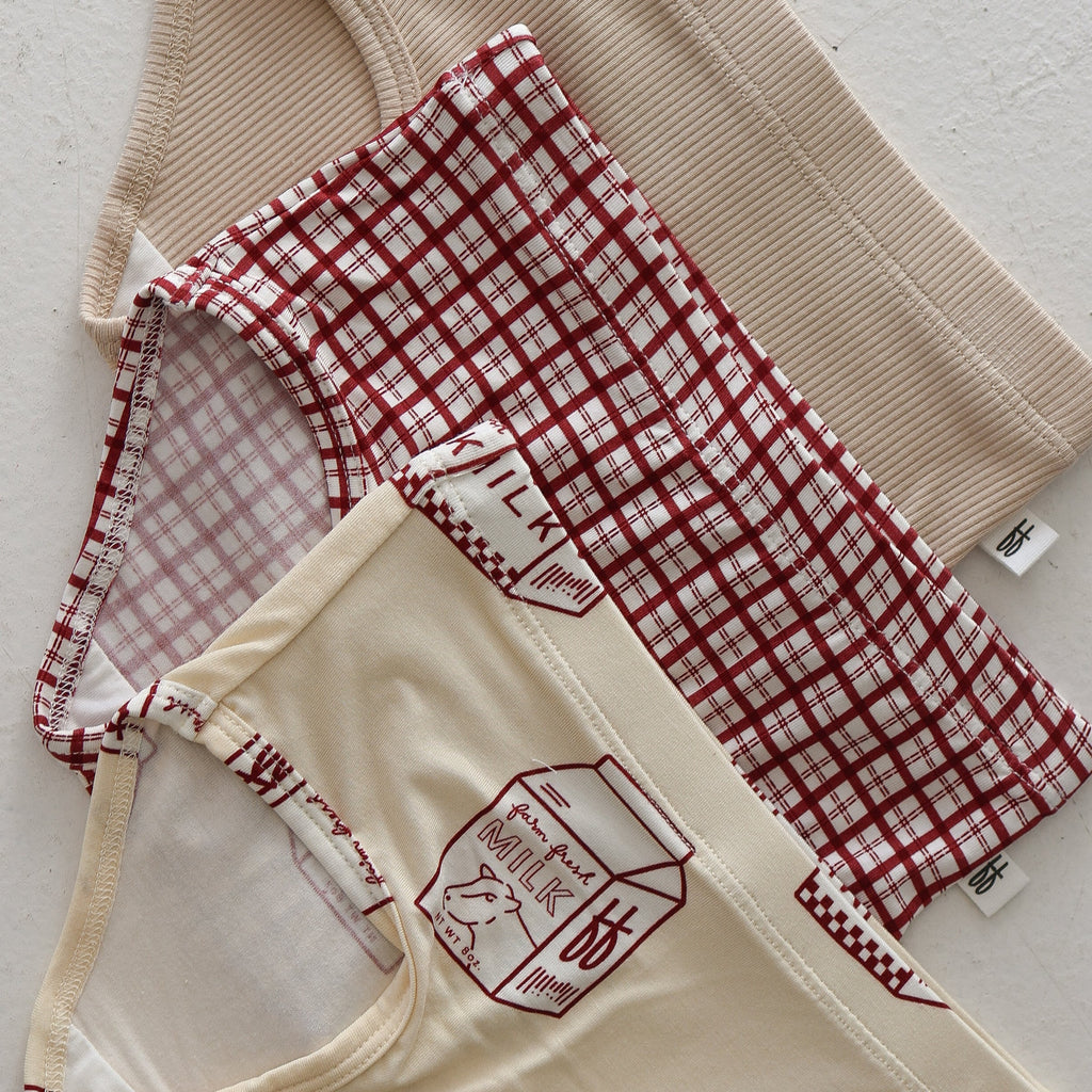 Girls Bamboo Briefs 3 Pack Milk Window Pane and Cream - Image 2