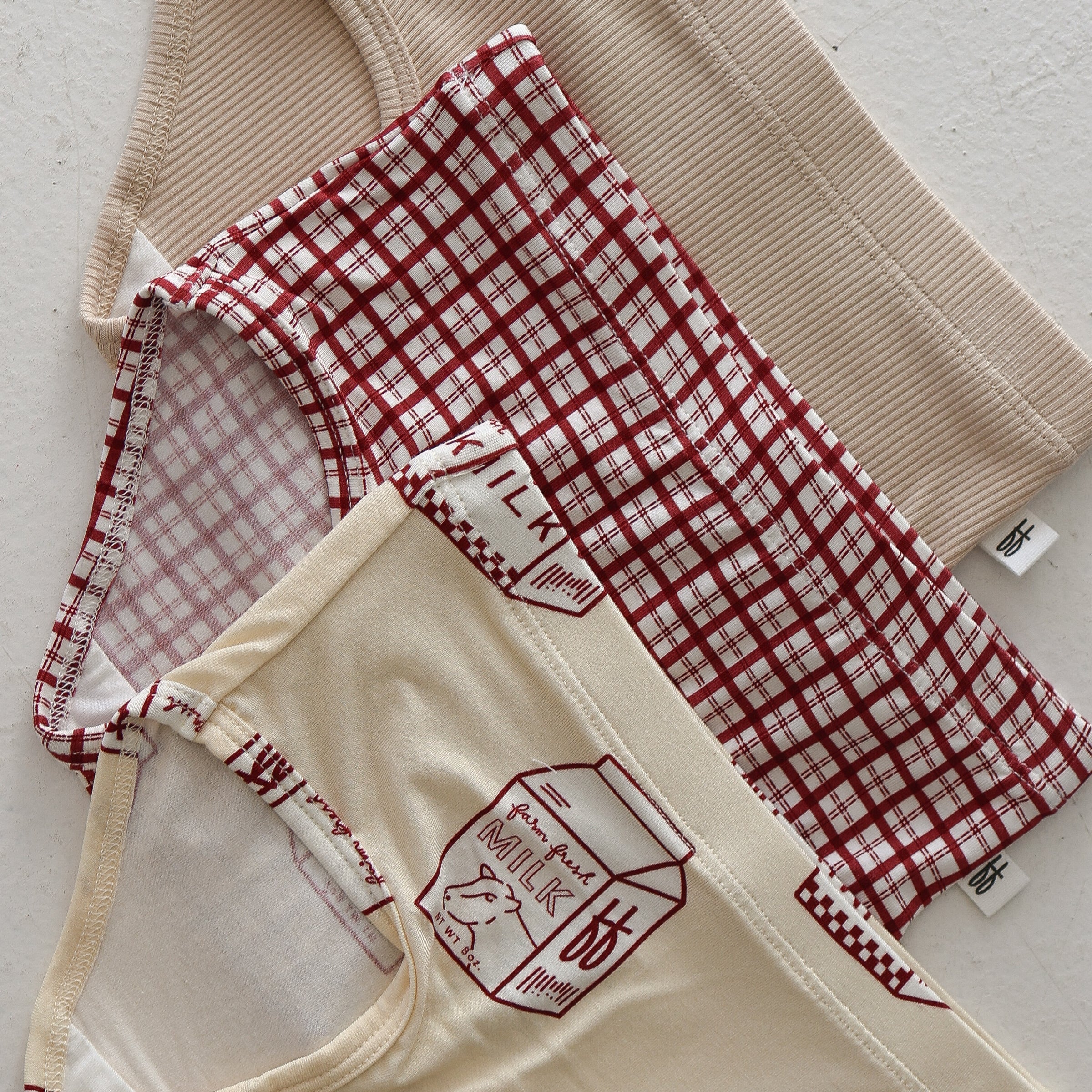 Girls Bamboo Briefs 3 Pack Milk Window Pane and Cream - Image 2
