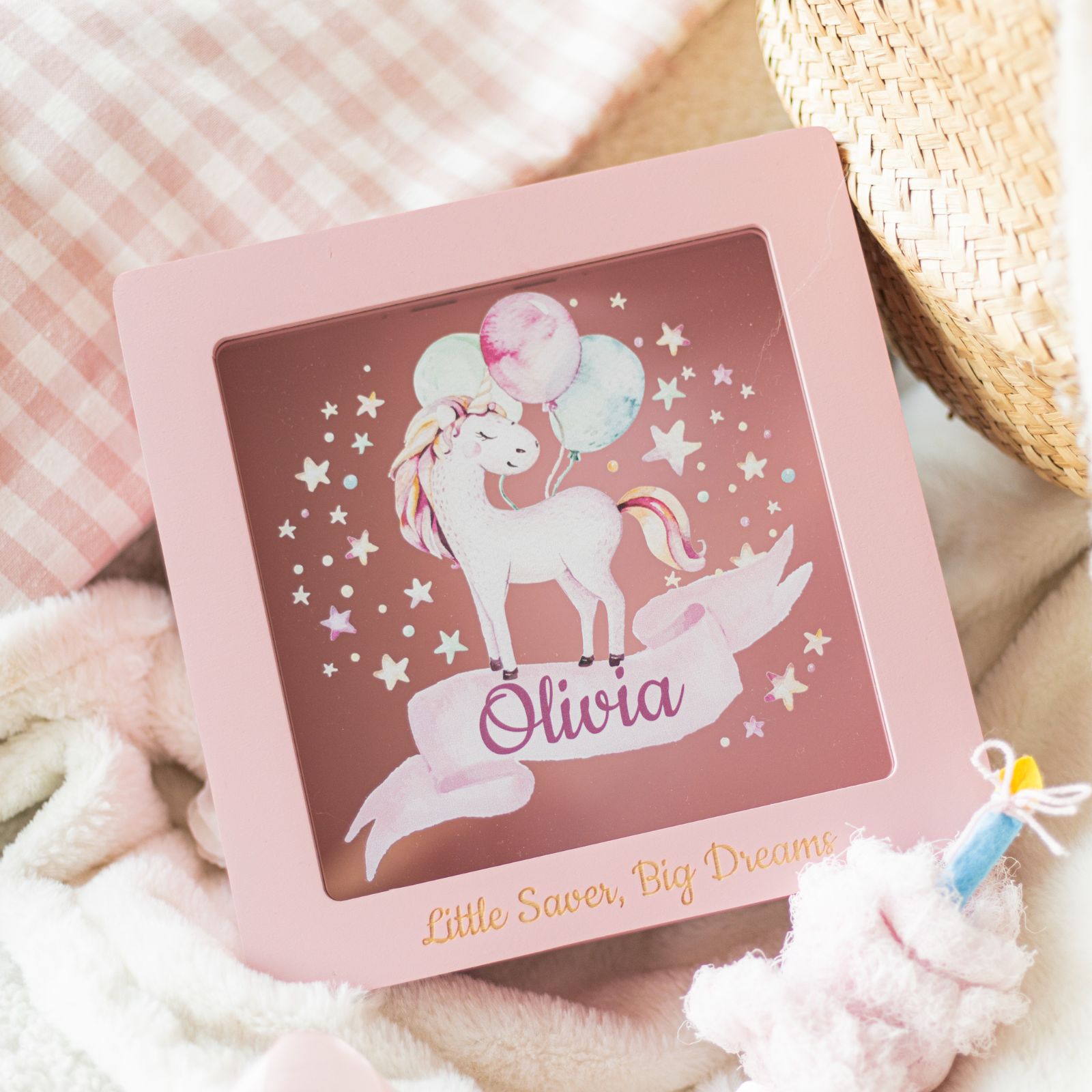 Personalized Unicorn Acrylic Storage Box for Nursery and Kids Room