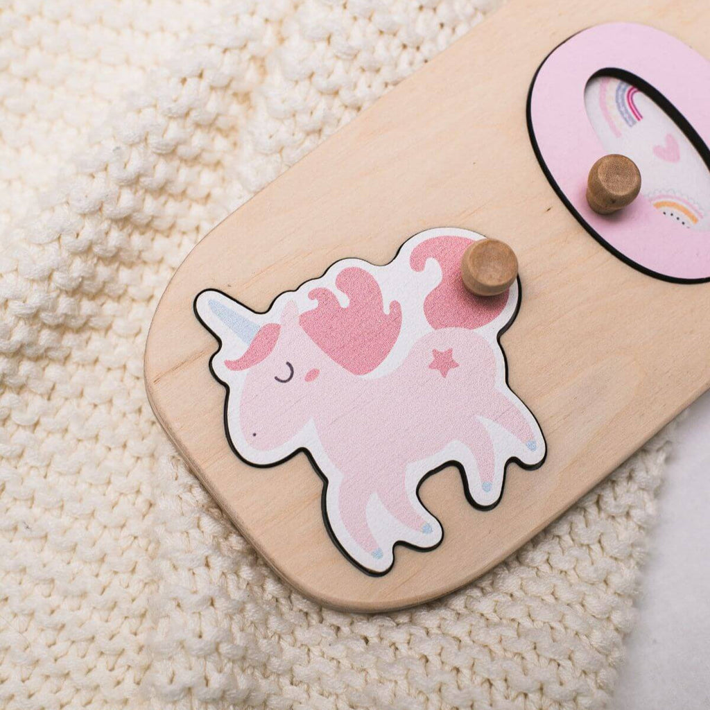 Personalized Wooden Unicorn Name Puzzle for Kids Nursery Decor