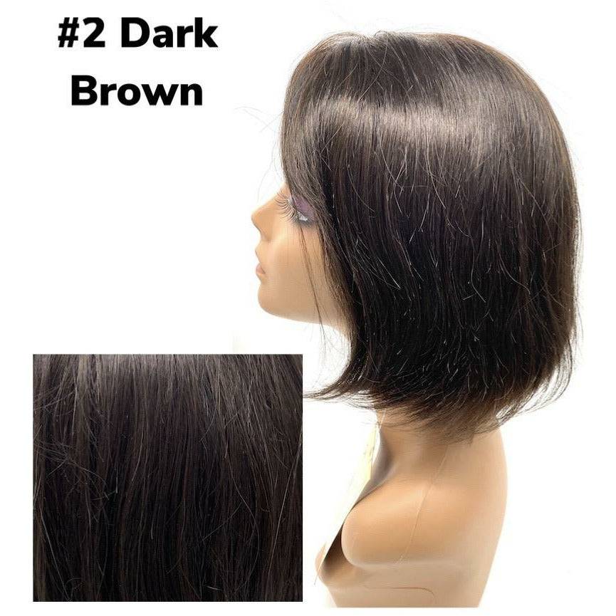 100% Human Hair Full Wig - Dark Brown Shade #2 Tangle-Free Style