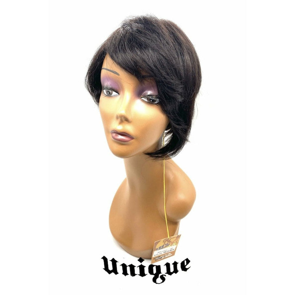 Classic short 100% human hair full wig in natural off-black shade, Style A9