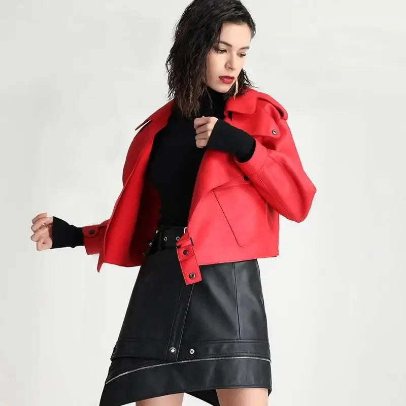 Women's Faux Leather Vintage Biker Motorcycle Jacket