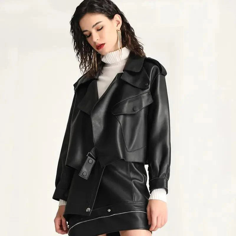 Women's Faux Leather Vintage Biker Motorcycle Jacket