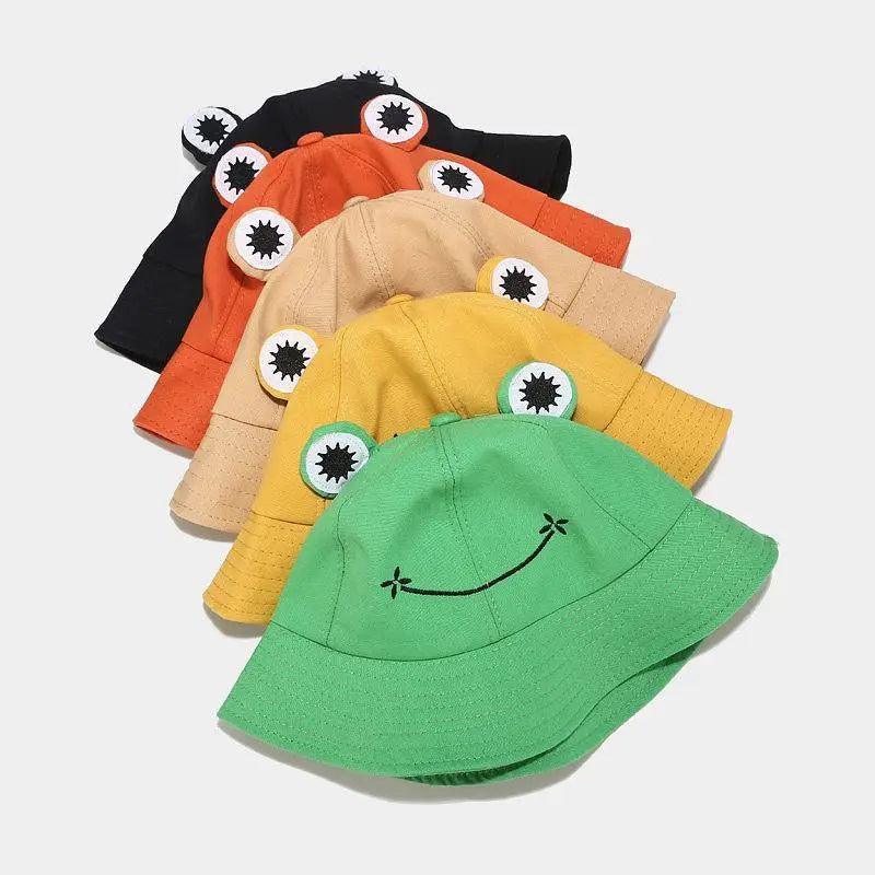 Kawaii Frog Bucket Hat - Cotton Streetwear Sun Hat for Women