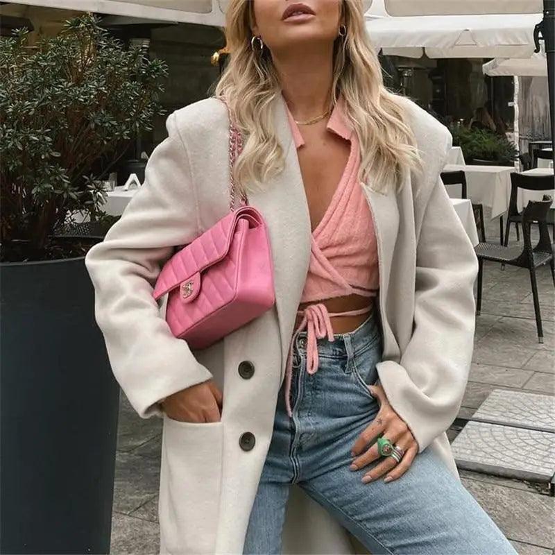 Lace-Up Bow V-Neck Sweater in Pink Romantic Knit
