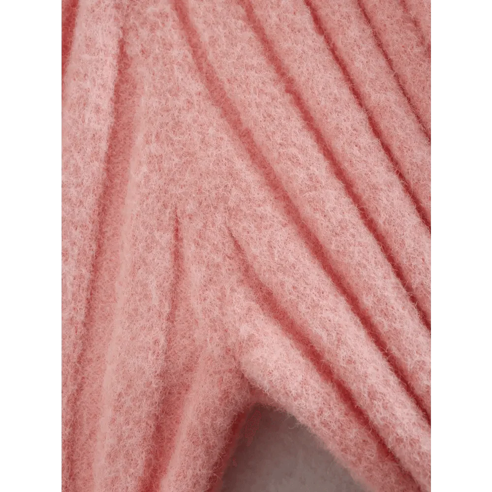 Lace-Up Bow V-Neck Sweater in Pink Romantic Knit