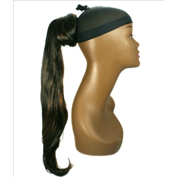Unique Fabulous String hair accessory in dark brown and black highlights with a drawstring-tie closure.
