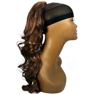 Brown and light-brown flare string hair extension made of Kanekalon fibers