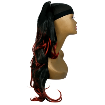 Japan String B hair accessory in black and red made from Kanekalon fiber