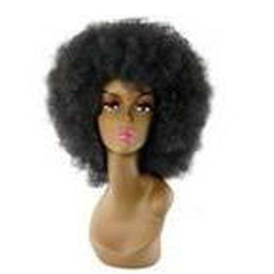 Jumbo Afro synthetic Kanekalon fiber wig with full, voluminous curls.