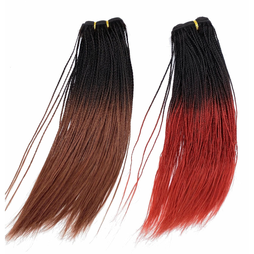 20-inch human hair micro braid weft extensions on a white background