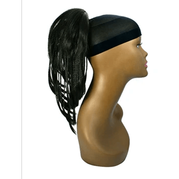 Close up of black Millennium String used as a decorative accessory for braids and protective hairstyles
