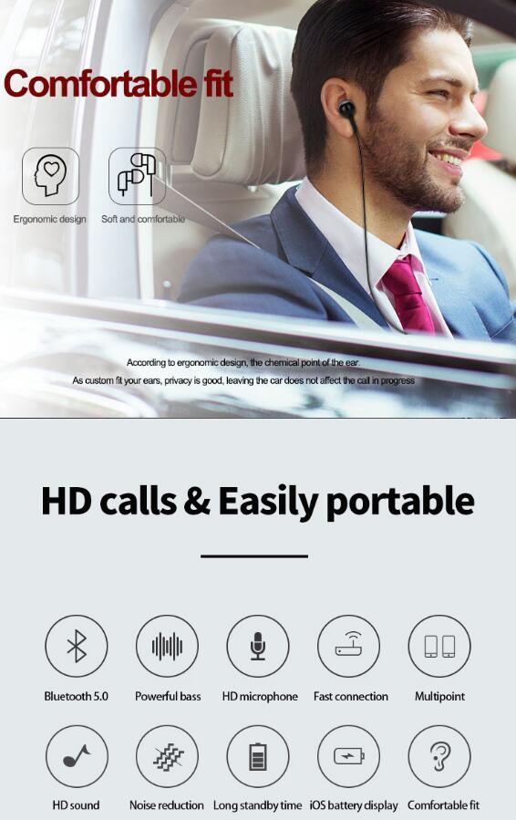 Retractable Bluetooth Headset with Noise Cancellation and Vibration