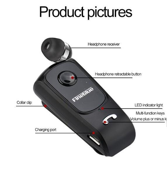 Retractable Bluetooth Headset with Noise Cancellation and Vibration