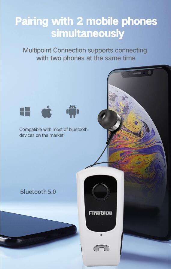 Retractable Bluetooth Headset with Noise Cancellation and Vibration