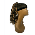 Close up of black and copper-gold piano color model string for hair styling