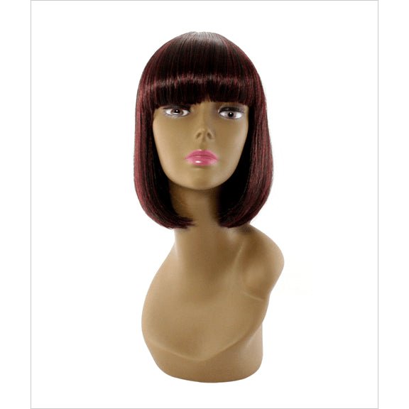 Unique Pam Wig – Synthetic Fiber Hairpiece in Burgundy and Brown