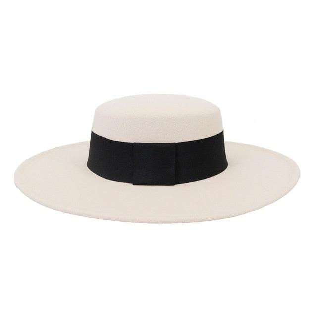 Women's Wide Brim Fedora Hat Retro Flat Top Summer Party Accessory