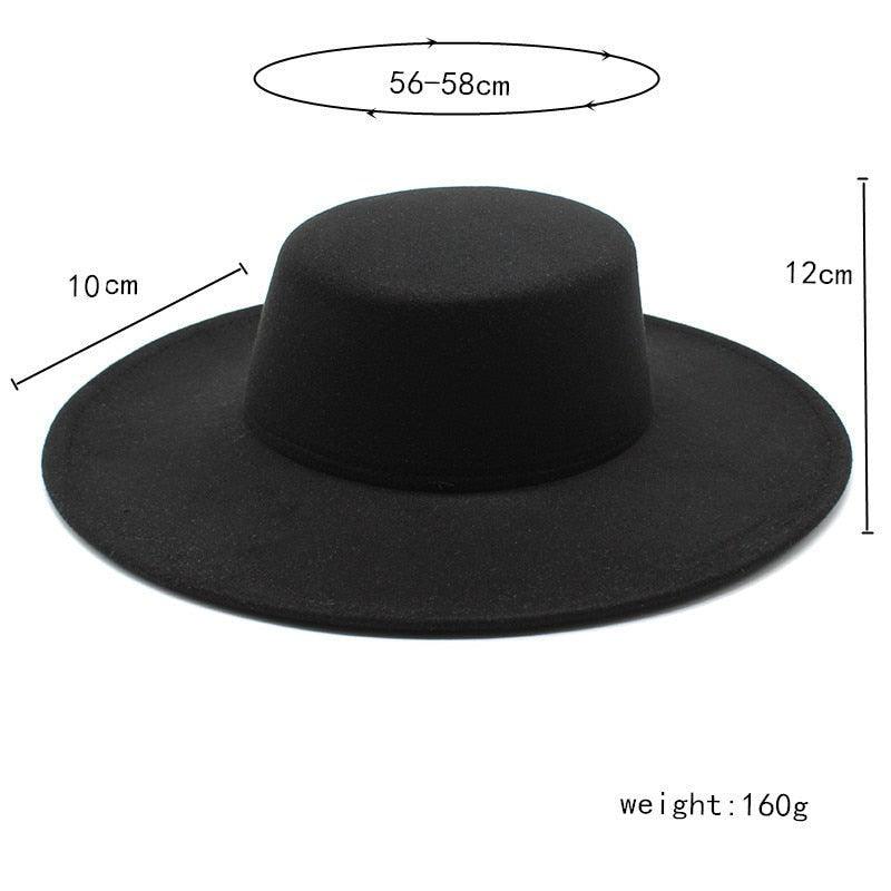 Women's Wide Brim Fedora Hat Retro Flat Top Summer Party Accessory