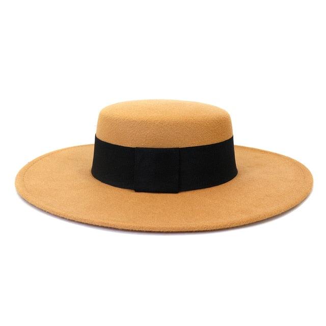 Women's Wide Brim Fedora Hat Retro Flat Top Summer Party Accessory