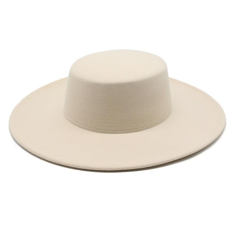 Women's Wide Brim Fedora Hat Retro Flat Top Summer Party Accessory