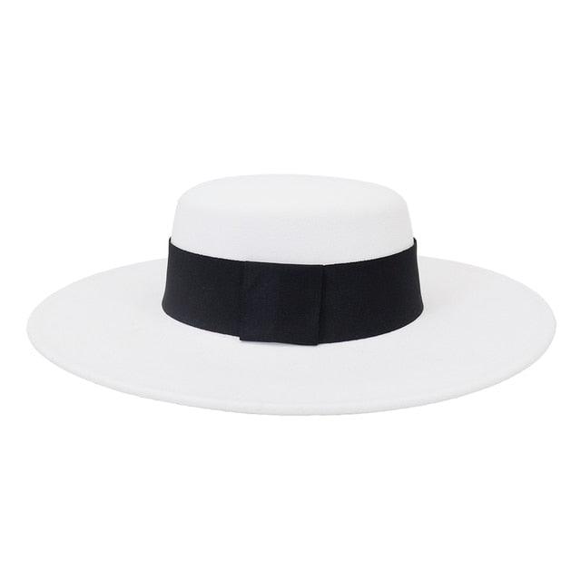 Women's Wide Brim Fedora Hat Retro Flat Top Summer Party Accessory