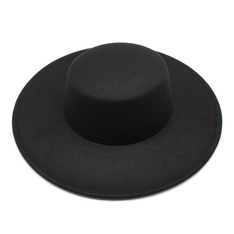 Women's Wide Brim Fedora Hat Retro Flat Top Summer Party Accessory