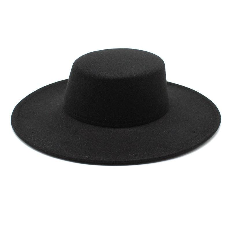 Women's Wide Brim Fedora Hat Retro Flat Top Summer Party Accessory