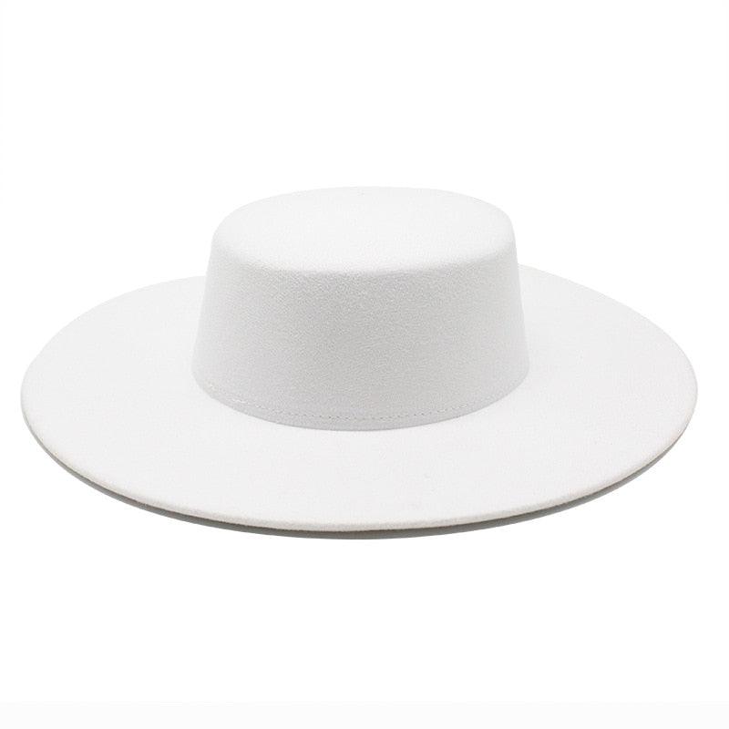 Women's Wide Brim Fedora Hat Retro Flat Top Summer Party Accessory
